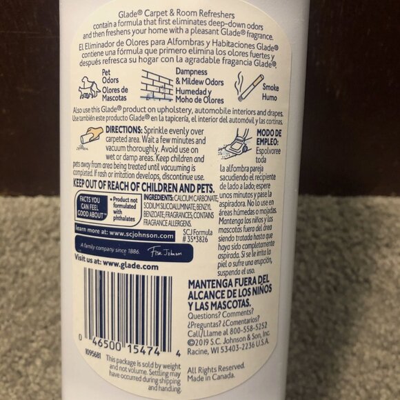 Glade Carpet & Room Refresher CLEAN LINEN Blue, Eliminates Deep Down Odors, 32oz - Picture 4 of 6